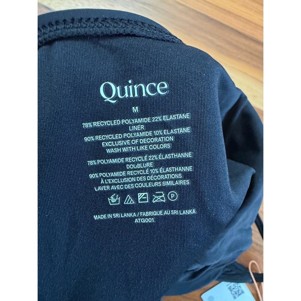 New Quince Italian Cami One-Piece‎ Swimsuit Medium Black Adjustable Straps - Picture 6 of 9